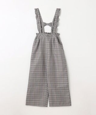 ANY KIDS フリル チェック サロペット ブラック系チェック