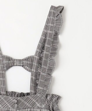 ANY KIDS フリル チェック サロペット ブラック系チェック