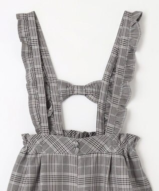 ANY KIDS フリル チェック サロペット ブラック系チェック