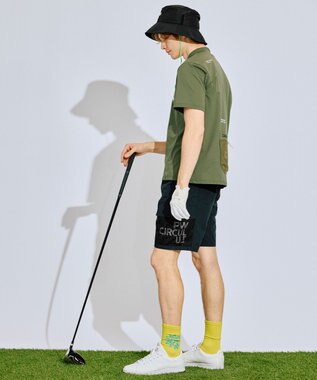 PW CIRCULUS 【吸水速乾 / UV遮蔽率99% UVカット / ストレッチ】【MEN】バックメッシュポケットモックT ゴルフ カーキ系