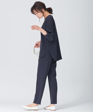 23区 トリアセダブルジョーゼット パンツ ネイビー系