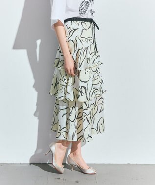 GRACE CONTINENTAL プリントレイヤードスカート キナリ