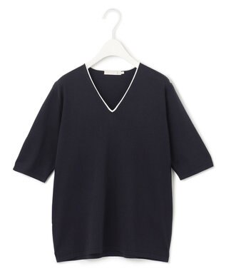 ICB L 【WEB限定カラーあり】 シンセティックハイゲージ 半袖ニット ネイビー系