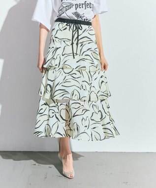 GRACE CONTINENTAL プリントレイヤードスカート キナリ