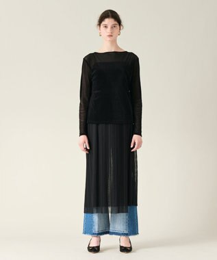 GRACE CONTINENTAL チュールタイトプリーツスカート ブラック