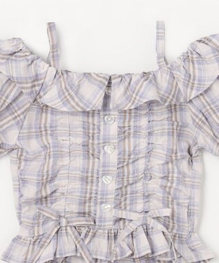 ANY KIDS 【洗濯機可能】2WAY チェックブラウス ブラウン