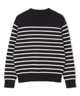 BEIGE， HELIODOR / レーヨンボーダーマリンボタンニット Navy × Ecru