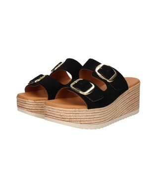  【Oh my Sandals】ダブルバックル厚底ウエッジサンダル