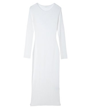 Green Parks タイトシルエットリブニットワンピース White
