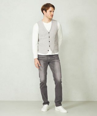 JOSEPH ABBOUD 【清涼感】洗える！ストローヤーンニット ベスト ライトグレー系