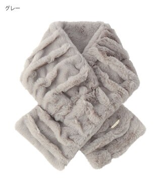 MOONBAT FURLA フェイクファーウェイビーマフラー グレー