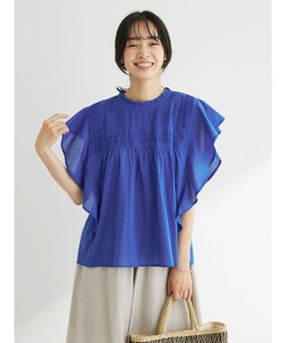 Green Parks Ｉ　フリルノースリーブブラウス Blue