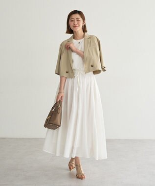 YECCA VECCA ハーフスリーブクロップドジャケット Gray Beige