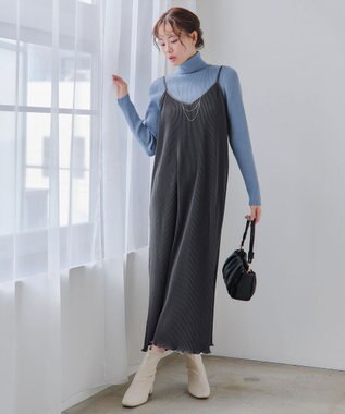 Tiaclasse L 【新色追加・洗える】リブタートルニット サックス