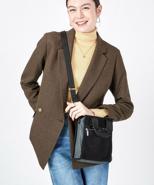 DENIM MINI N/S TOTE/ブラックデニム/レオパードシェルパ