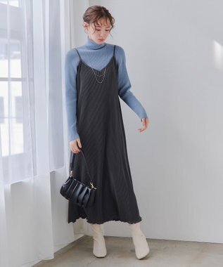 Tiaclasse L 【新色追加・洗える】リブタートルニット サックス