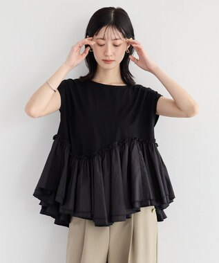 YECCA VECCA アシメペプラムカットソー Black
