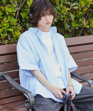 WEGO 【ユニセックス着用ITEM/シワになりにくい】イージーケアオックスフォードシャツ（S） ブルーストライプ