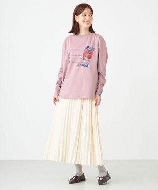 SHARE PARK LADIES 【LADIES】吸水速乾 フロントプリントTシャツ スモークピンク