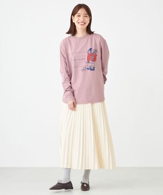 SHARE PARK LADIES 【LADIES】吸水速乾 フロントプリントTシャツ スモークピンク