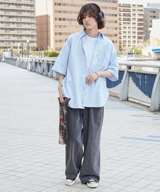 WEGO 【ユニセックス着用ITEM/シワになりにくい】イージーケアオックスフォードシャツ（S） ブルーストライプ