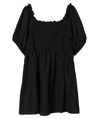 earth music&ecology ２ｗａｙショルダーシャーリングチュニック Black