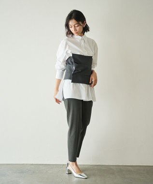 #Newans ビスチェレイヤーシャツ ホワイト×チャコール