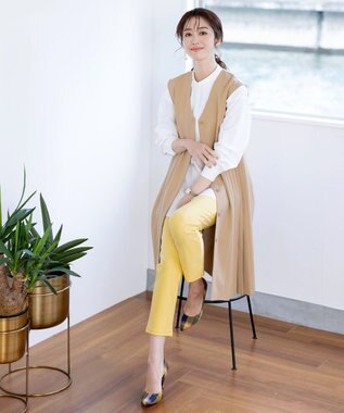 Tiaclasse L 【洗える】ジレワンピース ベージュ