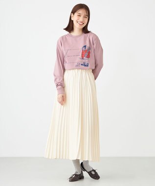 SHARE PARK LADIES 【LADIES】吸水速乾 フロントプリントTシャツ スモークピンク