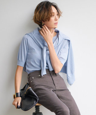 23区 【アンサンブル対応】サステナブルウール 半袖 ニット サックス