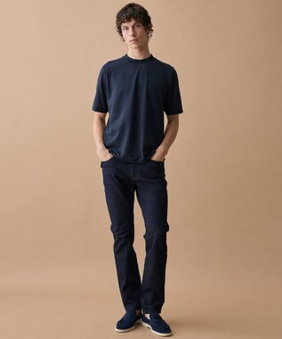 JOSEPH ABBOUD 【【イタリア素材/清涼】】ジャージーサッカー Tシャツ ネイビー系