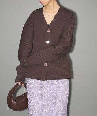 Green Parks リブニットカーディガン Brown