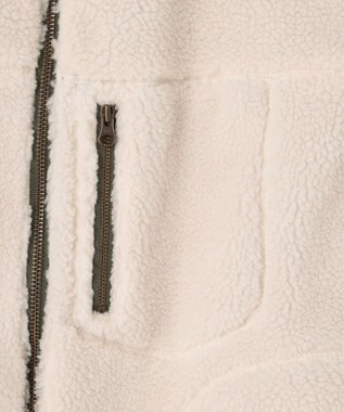 23区 S 【SLOW/一部店舗限定】リバーシブルボアコンビ ベスト アイボリーボアxカーキ