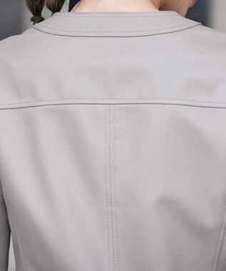 Tiaclasse L 【本革】ノーカラーシープレザージャケット モカ