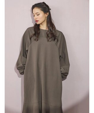 Green Parks ■ＥＳＣＡＲ　ギャザーヨークキリカエワンピース Charcoal Gray