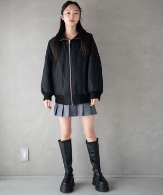 WEGO ヴィンテージライクFレザーRVブルゾン ブラック