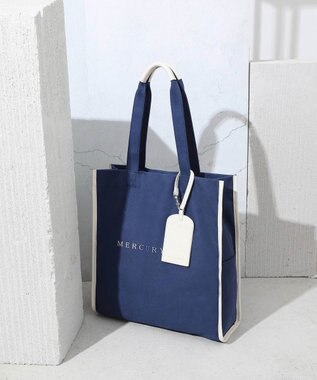 style code 【MERCURYDUO/マーキュリーデュオ】カードケース付　キャンバストートバッグ 推し活バッグ ネイビー