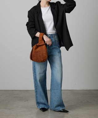 russet 【2025AW新作】本革スエード巾着ハンドバッグ(CE-1582) Brown