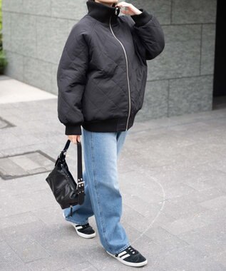 WEGO ヴィンテージライクFレザーRVブルゾン ブラック