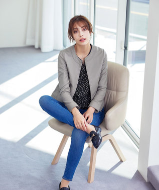 Tiaclasse L 【本革】ノーカラーシープレザージャケット モカ