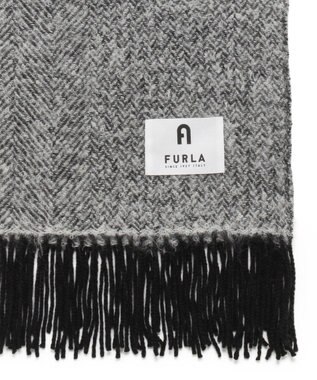 MOONBAT 【日本製】FURLA アルパカ混ヘリンボーンマフラー／幅50cm ブラック