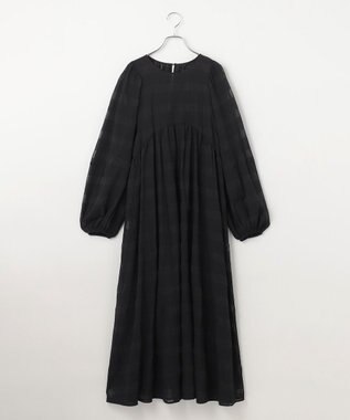 #Newans シアーチェックボリュームワンピース ブラック