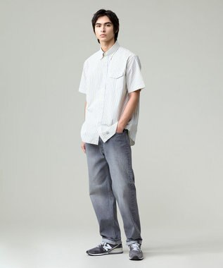 J.PRESS MEN 風が通るシアサッカーの清涼感【吸水速乾 / 高通気性】【クールマックス】サッカーストライプ シャツ / B.D. イエロー系1