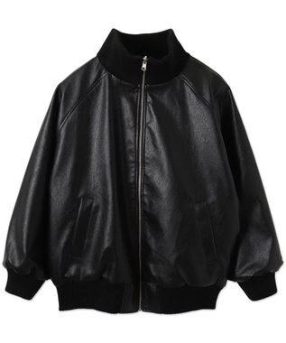 WEGO ヴィンテージライクFレザーRVブルゾン ブラック