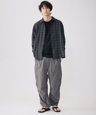 UNFILO MENS イージーケア エアリーシアーシャツ ブラックチェック