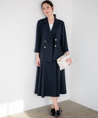 組曲 S ライトリネンライクフレア スカート ネイビー系