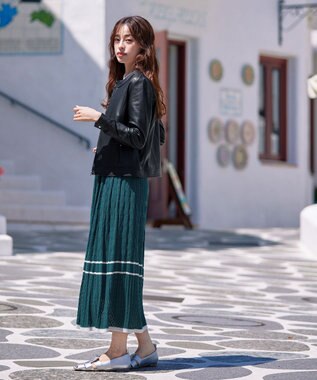 Tiaclasse L 【本革】ノーカラーシープレザージャケット ブラック