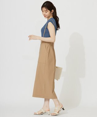 ANY SIS L 【2WAY】フロントジップタイト スカート シャンブレーベージュ