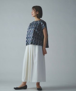 muuc 〈ドライタッチ＆通気性が高い〉格子柄プルオーバー ネイビーグレー