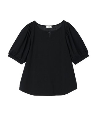 earth music&ecology パフスリーブキラリポイントプルオーバー Black